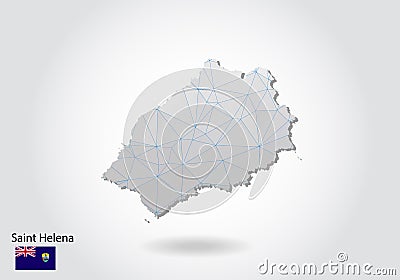 Vector polygonal Saint Helena map. Low poly design. map made of triangles on white background. geometric rumpled triangular low Vector Illustration