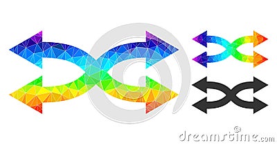 Vector Polygonal Shuffle Arrows Horizontal Icon with Spectrum Gradient Vector Illustration