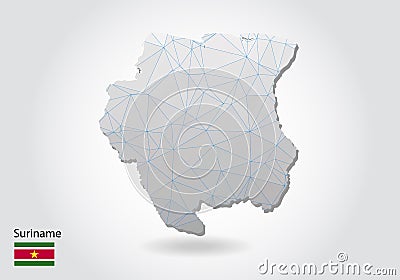 Vector polygonal Suriname map. Low poly design. map made of triangles on white background. geometric rumpled triangular low poly Vector Illustration