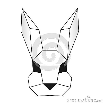 Vector polygonal triangular illustration of animal head. Origami style outline geometric rabbit Vector Illustration