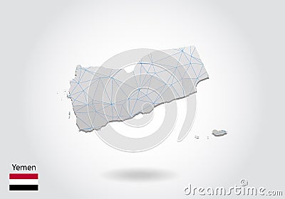 Vector polygonal Yemen map. Low poly design. map made of triangles on white background. geometric rumpled triangular low poly Vector Illustration