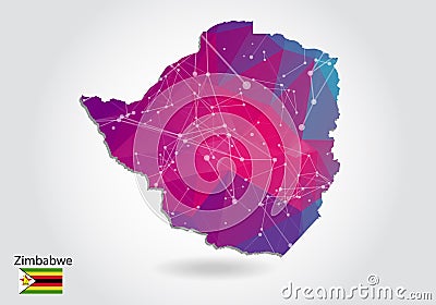Vector polygonal Zimbabwe map. Low poly design. map made of triangles on white background. geometric rumpled triangular low poly Vector Illustration