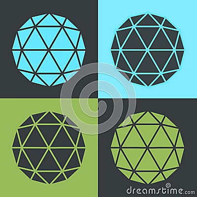 Vector Polyhedron Flat Design Pop-art Colour Set Illustration Vector Illustration