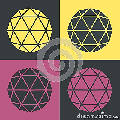 Vector Polyhedron Flat Design Retro Colour Set Illustration Vector Illustration