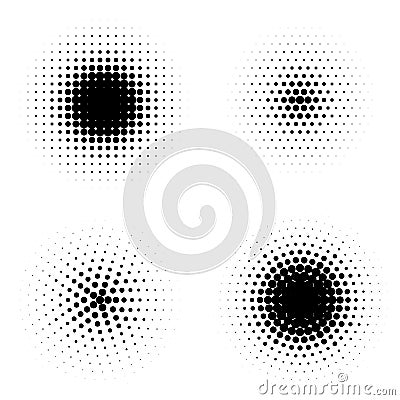 Vector pop art dotted halftone circles set Vector Illustration