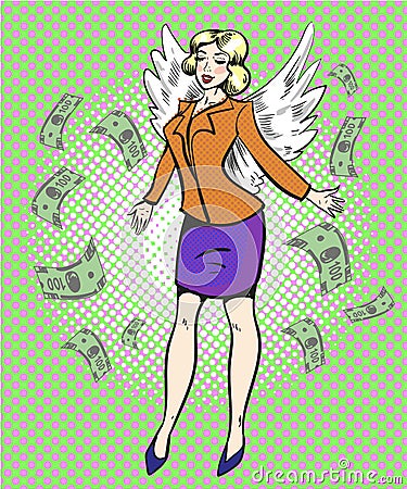 Vector pop art illustration of successful businesswoman Vector Illustration