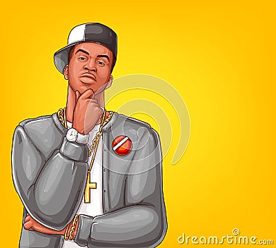 Vector pop art rap, hip-hop male character Vector Illustration