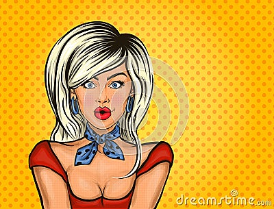 Vector pop art surprised girl Vector Illustration