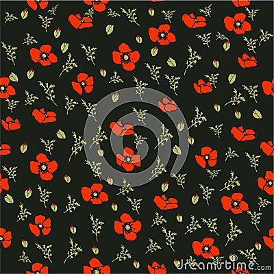 Vector poppy pattern Vector Illustration