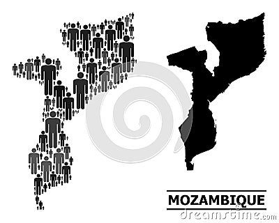 Vector Population Mosaic Map of Mozambique and Solid Map Vector Illustration