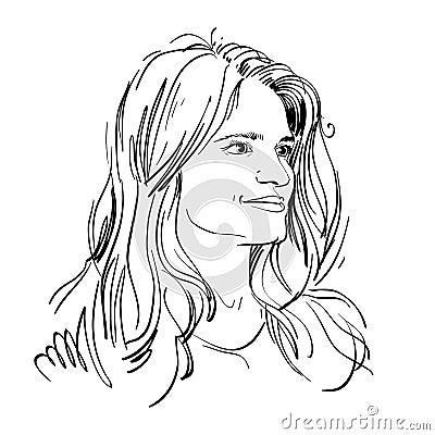 Vector portrait of attractive pensive woman, illustration of goo Vector Illustration