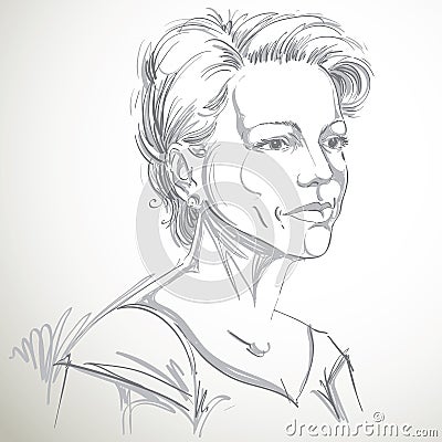 Vector portrait of attractive woman, illustration Vector Illustration