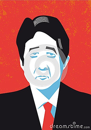 Vector portrait of japan Prime Minister Shinzo Abe Editorial Stock Photo