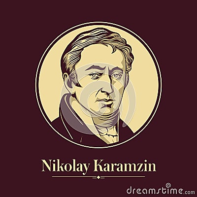 Vector portrait of a Russian writer. Nikolay Karamzin was a Russian Imperial historian, romantic writer, poet and critic. Vector Illustration
