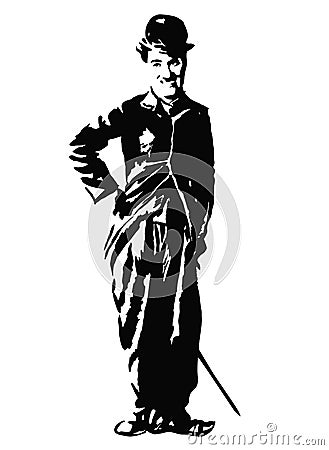 vector portraits of actor Charlie Chaplin. vector sketch illustration Vector Illustration
