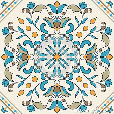 Vector Portuguese tile. Beautiful colored pattern for design Vector Illustration