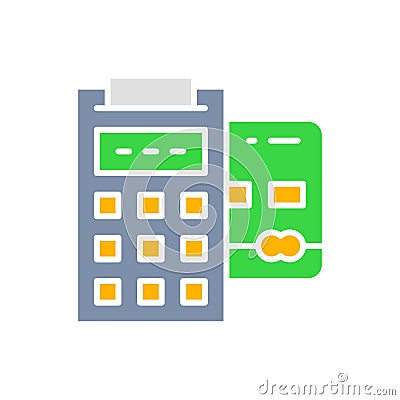 Vector POS credit card, banking terminal, payments methods white line icon. Vector Illustration