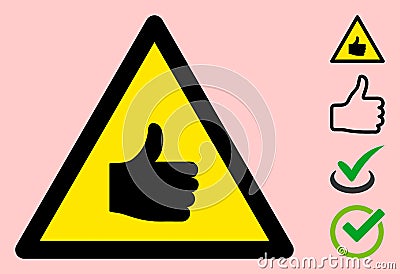 Vector Positive Rating Warning Triangle Sign Icon Stock Photo