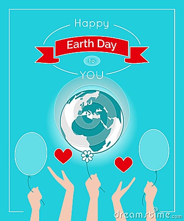 Vector poster for 22 April, Earth Day. Vector Illustration