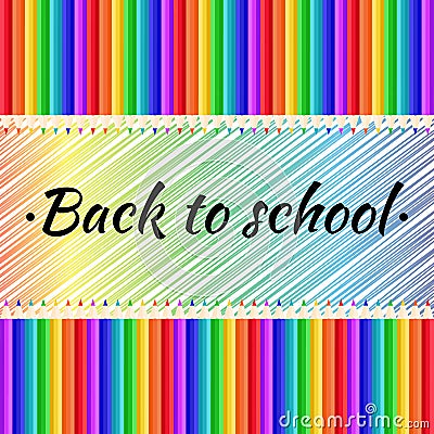 Vector poster Back to school with colorful pencils. Vector Illustration