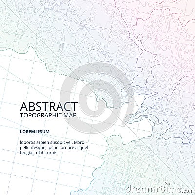 Vector poster design from lines contour topographic map. Abstract hills and different navigation elements Vector Illustration