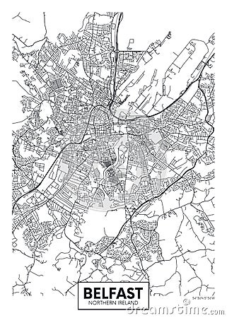 Vector poster detailed city map Belfast Vector Illustration