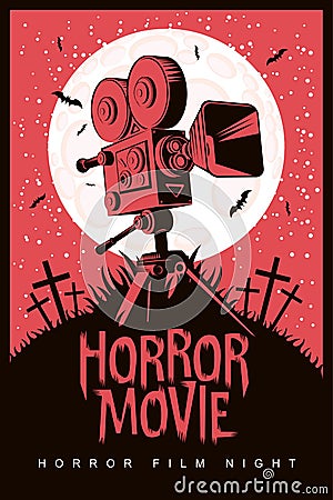 Vector poster for horror film night, horror movie Vector Illustration