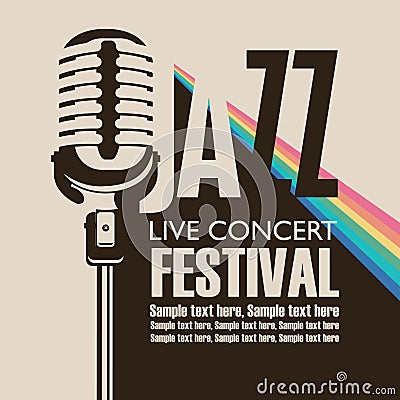 Poster for concert of jazz music with a microphone Vector Illustration