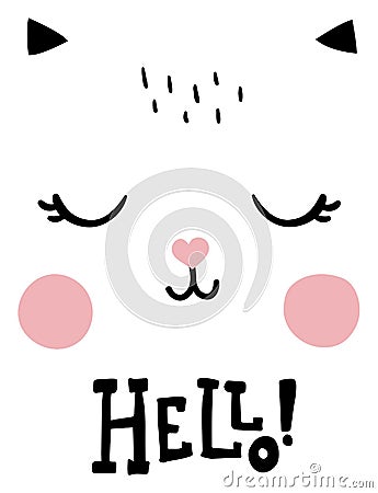 Hello cat Vector Illustration