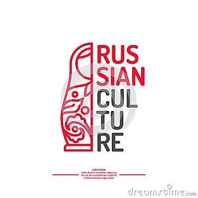 Vector poster of Russian culture. Isolated images of objects of national identity. Vector Illustration