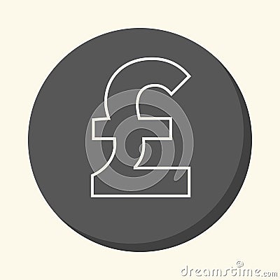 Vector pound symbol or lyre, round line icon with volume illusion, simple color change Stock Photo