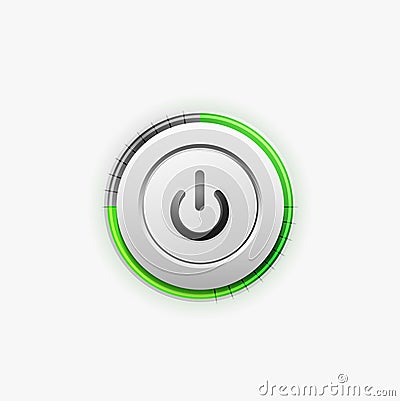 Power button technology logo, digital art techno concept, on off icon Vector Illustration