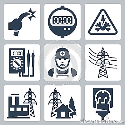 Vector power industry icons set Vector Illustration