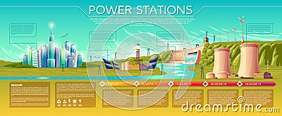 Vector power stations infographics template Vector Illustration