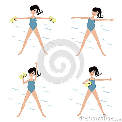 Vector pregnant woman doing exercise Vector Illustration