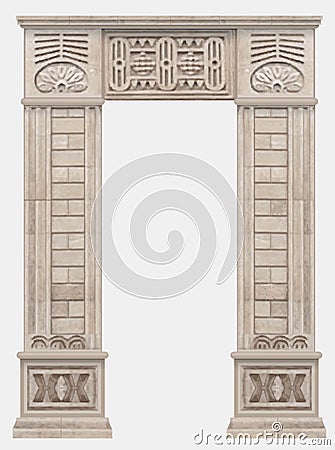 Stone ancient arch in Egyptian style entrance Vector Illustration