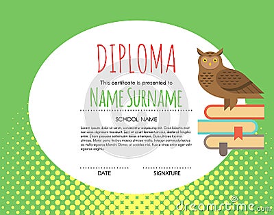 Vector Preschool Elementary Kids Diploma certificate background Vector Illustration