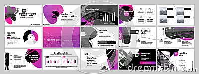 Vector Presentation Templates. Black and Purple Infographic elements for use in Presentation Vector Illustration