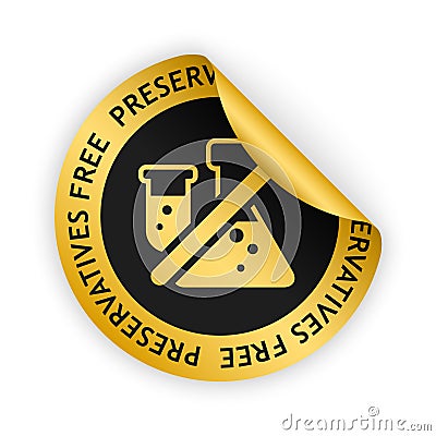 vector preservatives free gold bent sticker Vector Illustration