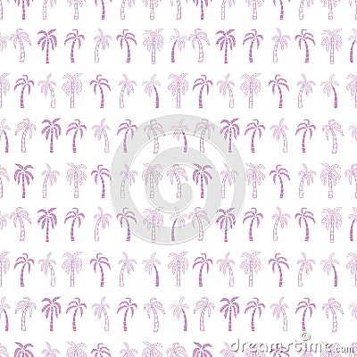 Vector pretty violet textured tropical coconut trees horizontal seamless pattern background Vector Illustration