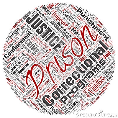 Vector prison, justice, crime circle red word cloud Vector Illustration