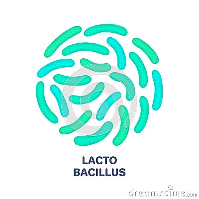 Vector probiotics in circular shape. Lactobacillus. Microbiome. Medicine or dietary supplement Vector Illustration