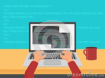 Vector programming, coding and web development code concept. Vector Illustration