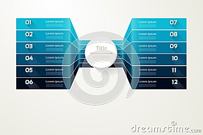 Vector progress background. Template for diagram, graph, presentation and chart. Business concept with 12 options, parts, steps Vector Illustration