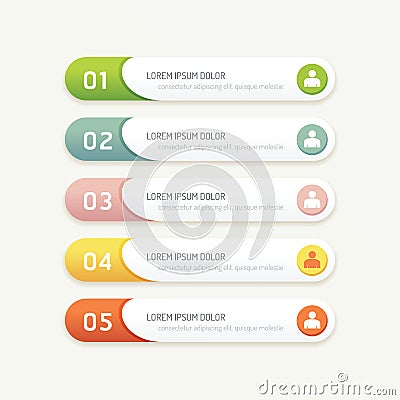 Vector progress banners with colorful tags. Vector Illustration