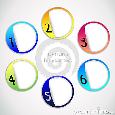 Vector progress options one, two, three, four, five, six options Vector Illustration