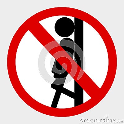 Simple vector prohibition sign, Do Not Lean at wall or Door at gray background Vector Illustration