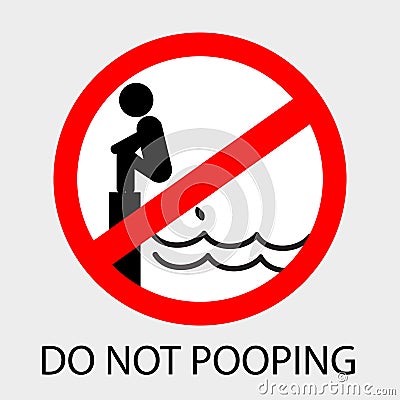 Simple vector prohibition sign, do not pooping at gray background Vector Illustration