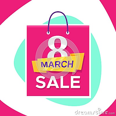 Vector promo banner design for 8 March Sale Vector Illustration