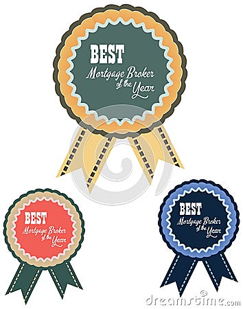 Vector promo label of best mortgage broker agent service award of the year Vector Illustration